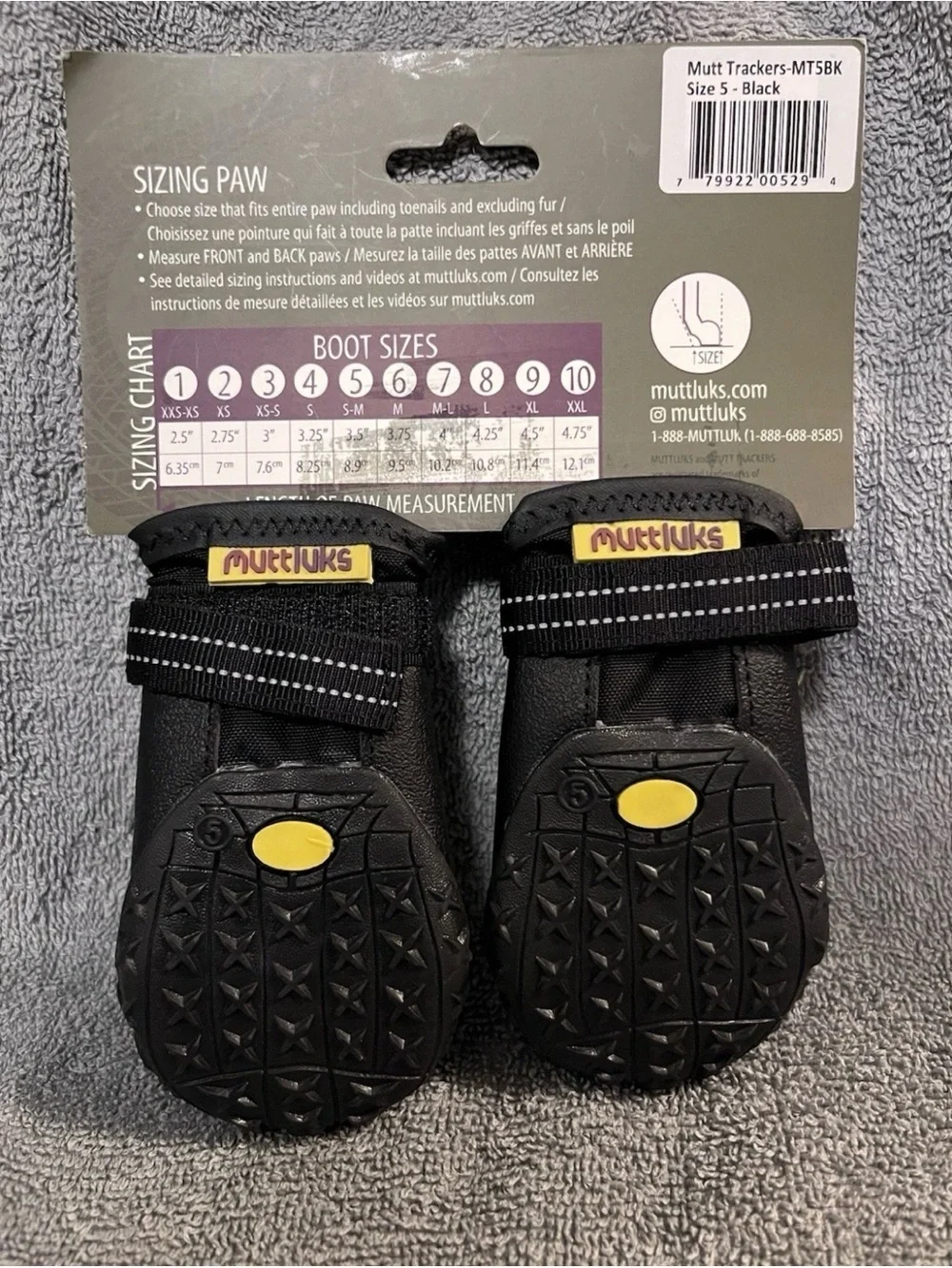 Muttluks Mutt Trackers Dog Boots Size 5 Black Reflective Year Round Nylon MT5BK
